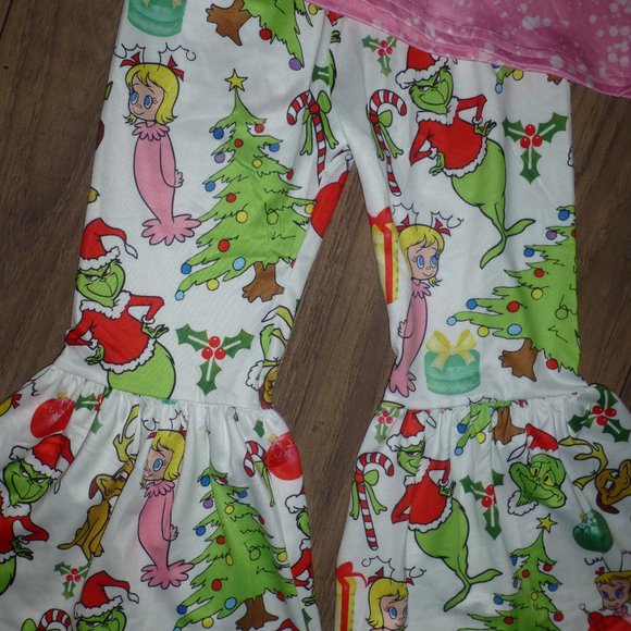 Matching Sets Dr Seuss Cindy Lou Grinch Who Stole Christmas Girls Bell Bottoms Outfit Set